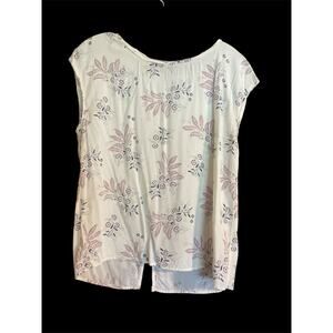 Abercrombie & Fitch Floral Paisley Print Blouse Tank M White Buttons Sleeveless